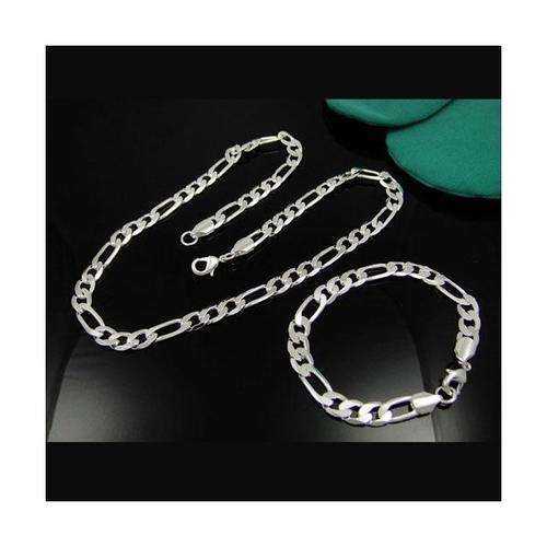Men's Figaro Chain Necklace and Bracelet Set - 8mm